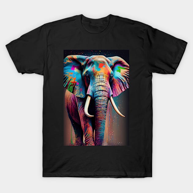 Colorful Elephant in Pop Art Style - A Fun And Playful Art Design For Animal lovers T-Shirt by Whimsical Animals